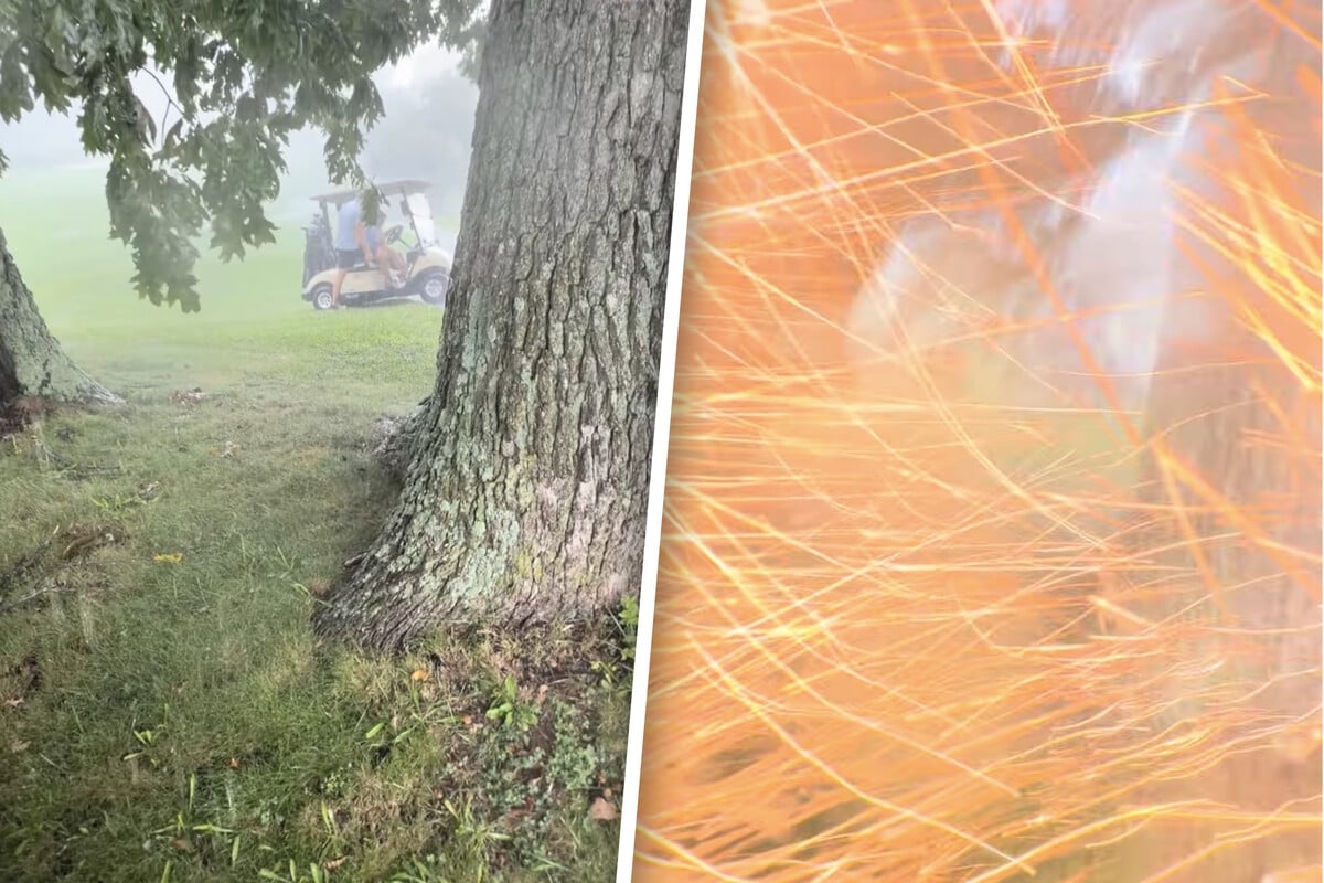 Golfer captures the unbelievable moment he was struck by lightning!