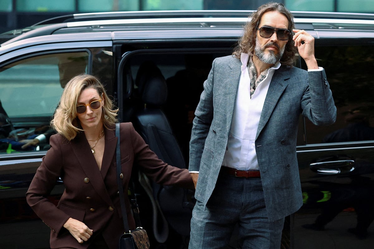 Russell Brand arrives at London court for start of rape trial