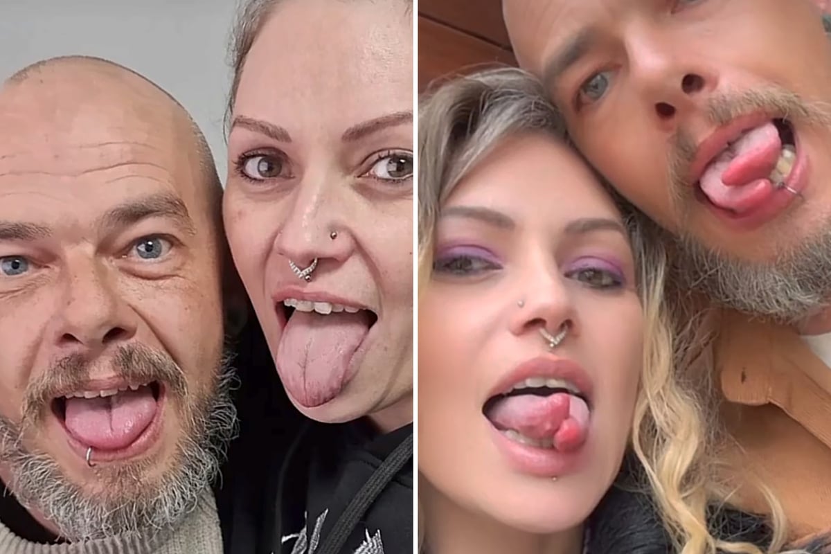 Tattoo addicted couple get their tongues split in half in bizarre bonding activity