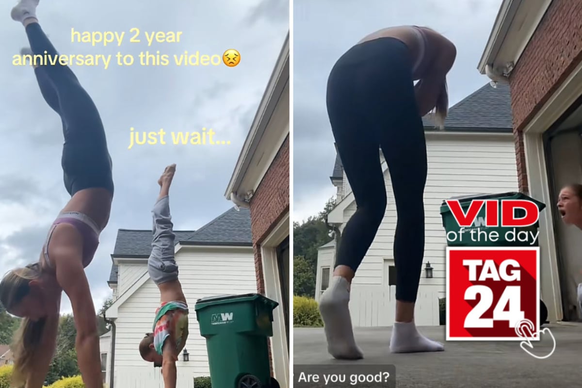 Viral Video of the Day for September 28, 2026: Handstand goes horribly wrong after girl lands on cockroach!