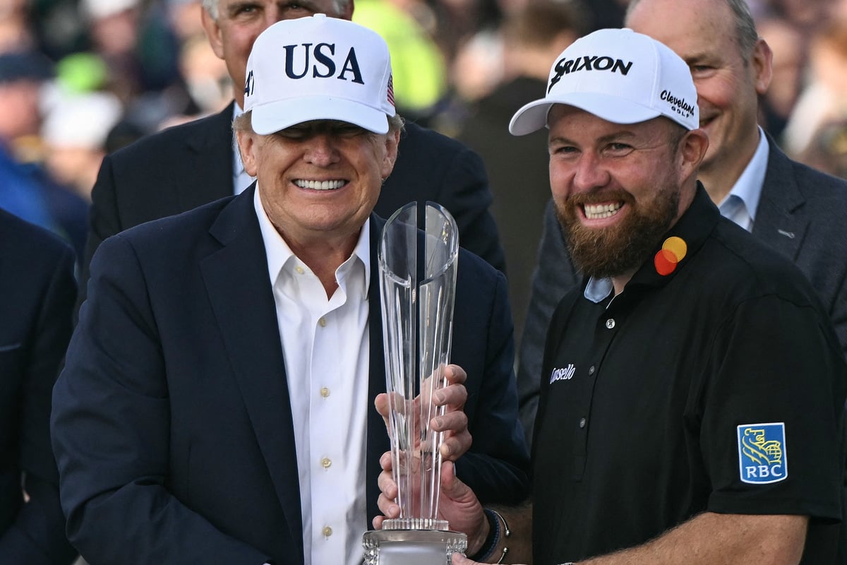 Trump takes center stage at Irish Open as he presents trophy to winner Shane Lowry