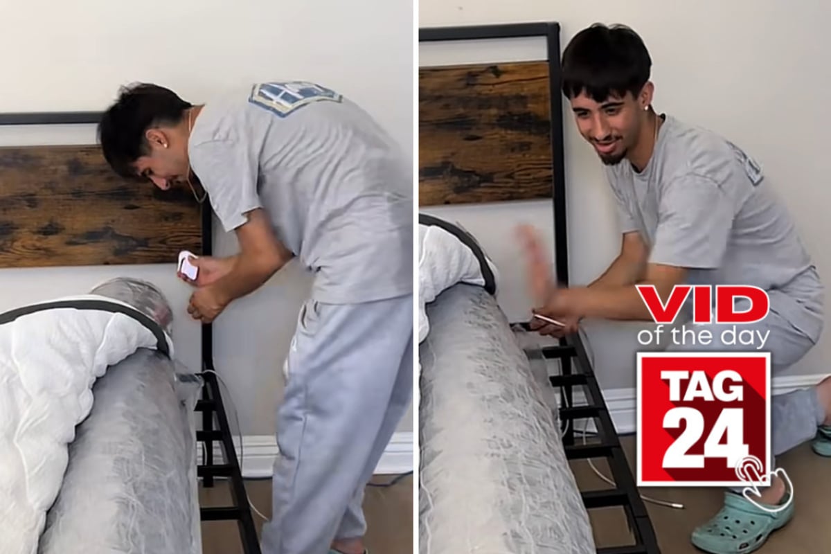Viral Video of the Day for August 20, 2026: Man struggles to unpack new mattress – then it hilariously explodes into his face