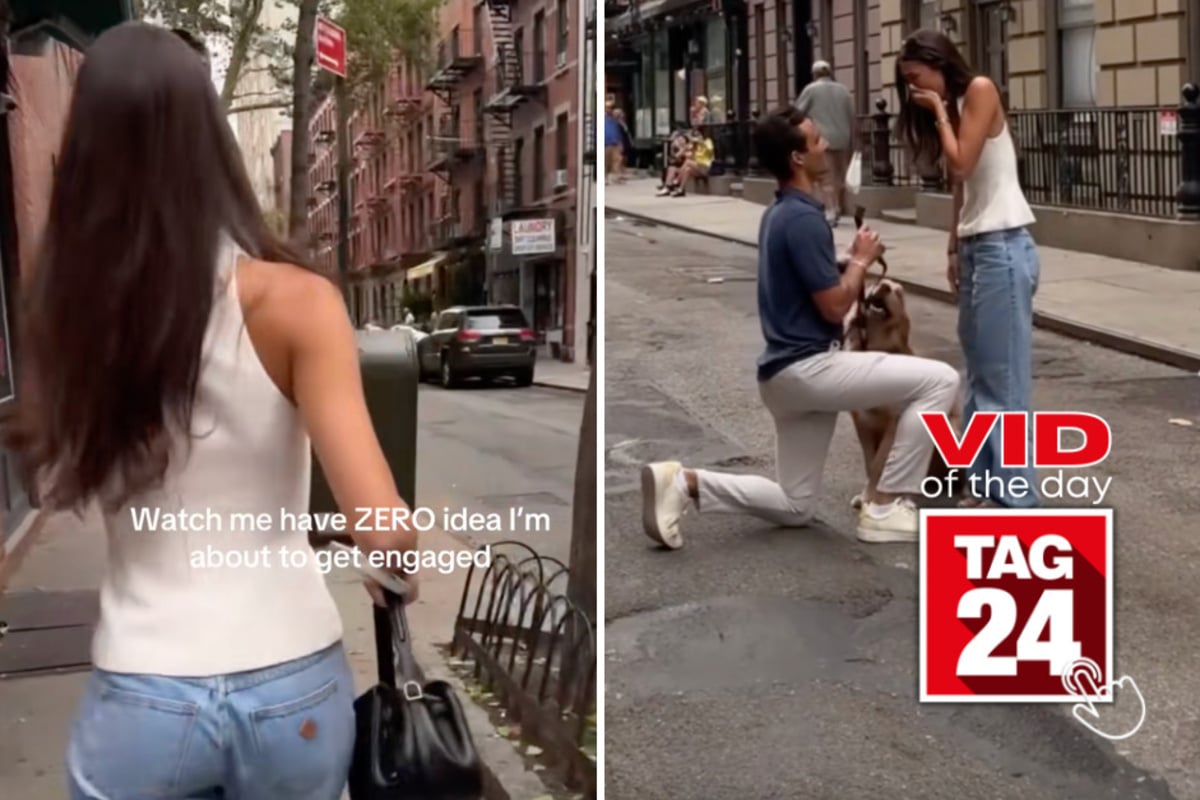 Viral Video of the Day for August 22, 2026: Woman reminisces on first meeting her boyfriend before realizing he's waiting to propose!