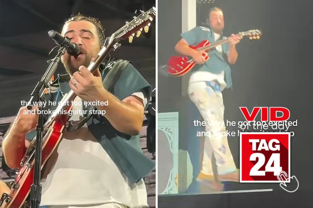 Viral Video of the Day for September 6, 2026: Noah Kahan accidentally breaks guitar mid-song