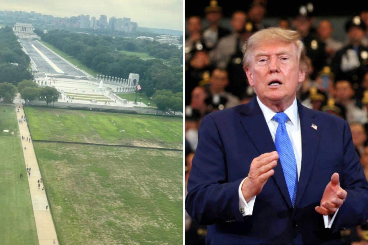 Trump blames "vandals" for damage to lawn where he held Fourth of July events