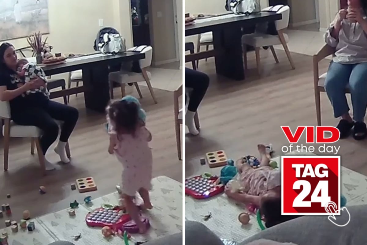 Viral Video of the Day for October 18, 2026: Toddler attempts to carry all her toys at once, takes a hilarious tumble