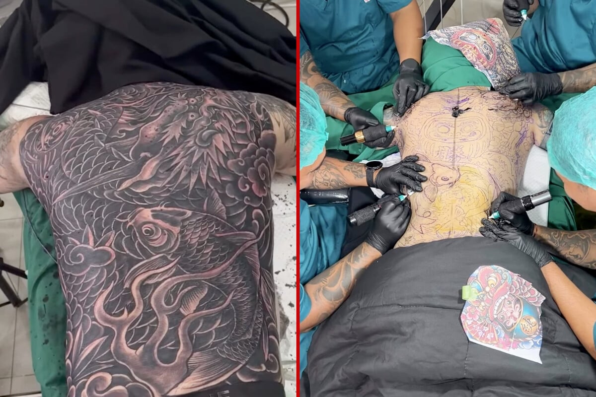 Aussie man spends shocking amount on anesthesia-induced full-body tattoo