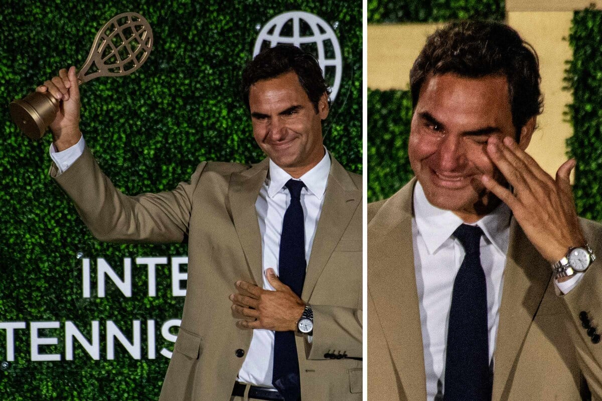 Roger Federer breaks down in tears at Tennis Hall of Fame induction: "One of the greatest honors of my life"