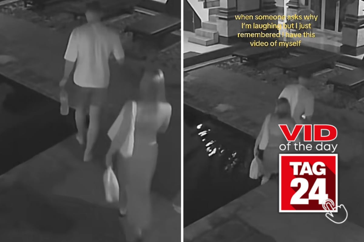 Viral Video of the Day for September 1, 2026: Woman suffers hilarious pool fail while trying to wash her feet