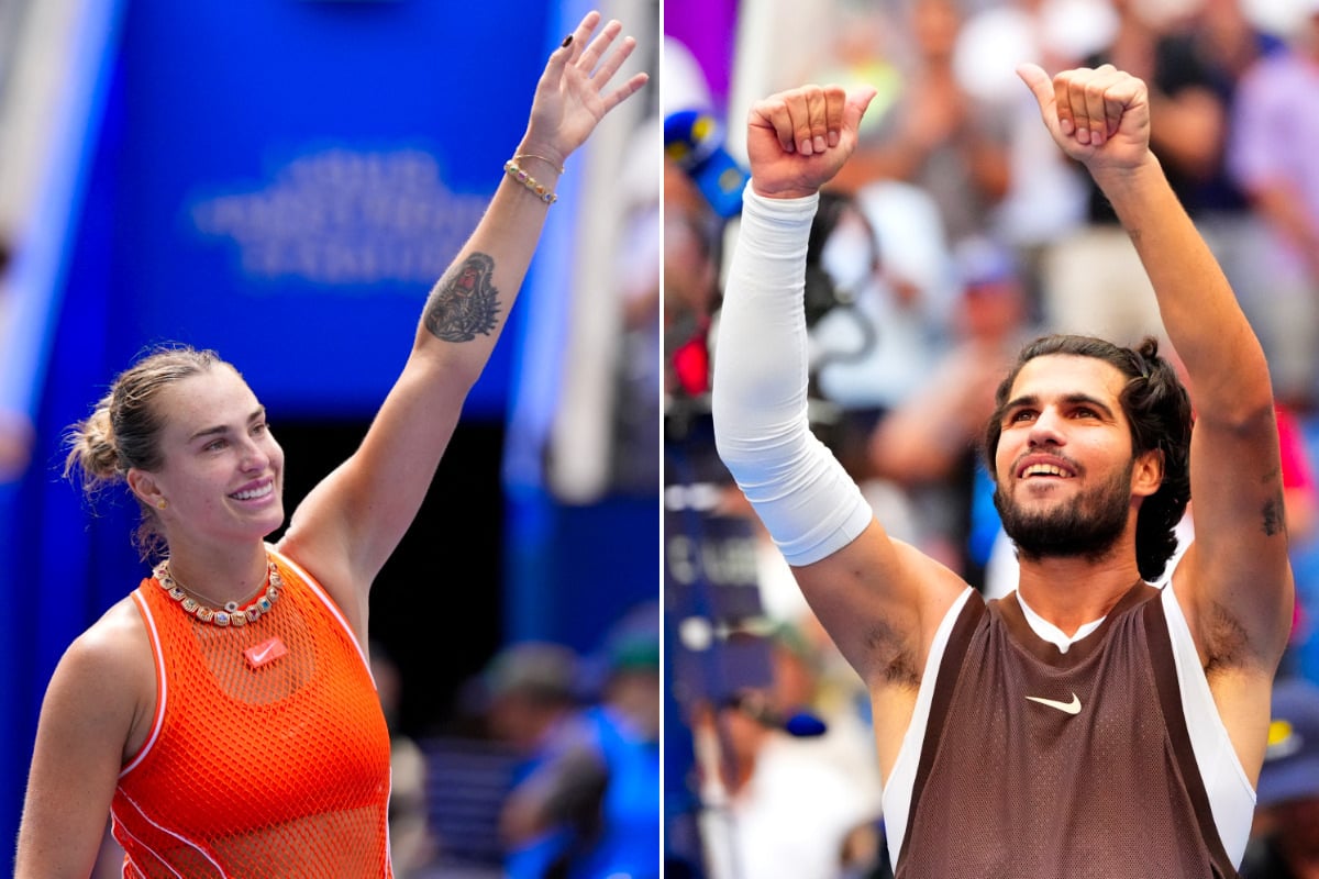 US Open: Alcaraz and Sabalenka into last 16 as Williams sisters lose in doubles return