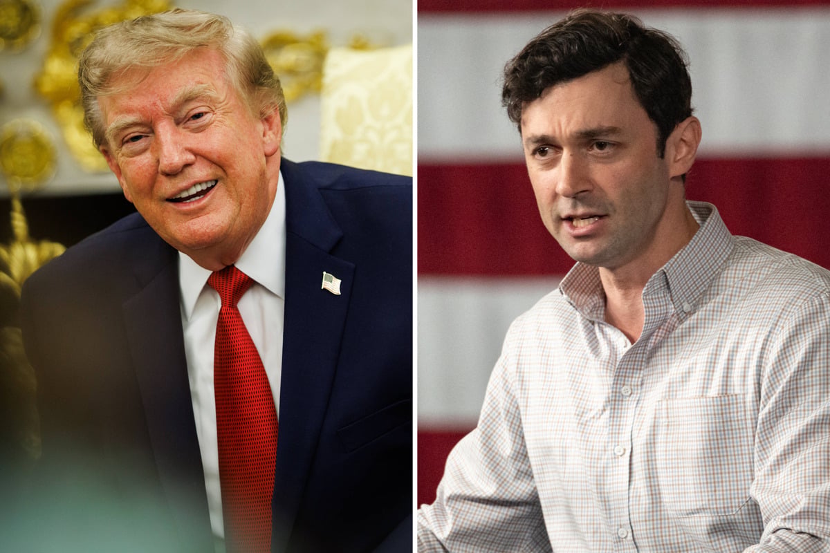 Jon Ossoff blasts Trump during dramatic campaign appearance: "Draft-dodging, crook president"