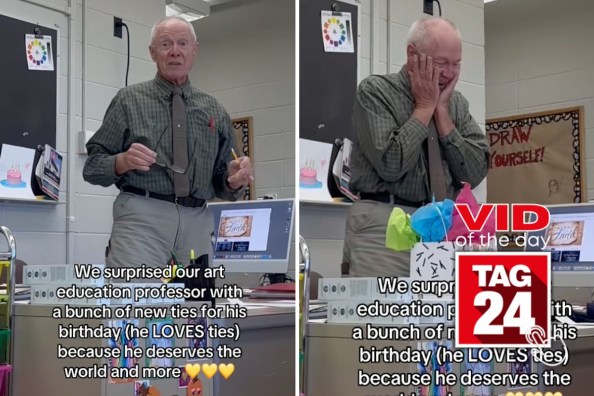 Viral Video of the Day for October 20, 2026: Students surprise tie-loving professor with the sweetest birthday gift
