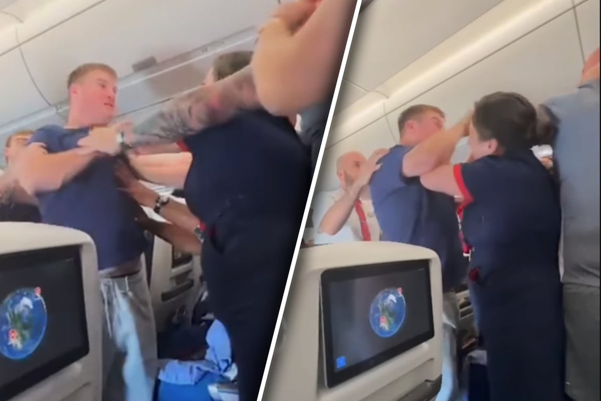 Flight delayed after aggressive passenger lashes out at plane crew in viral incident
