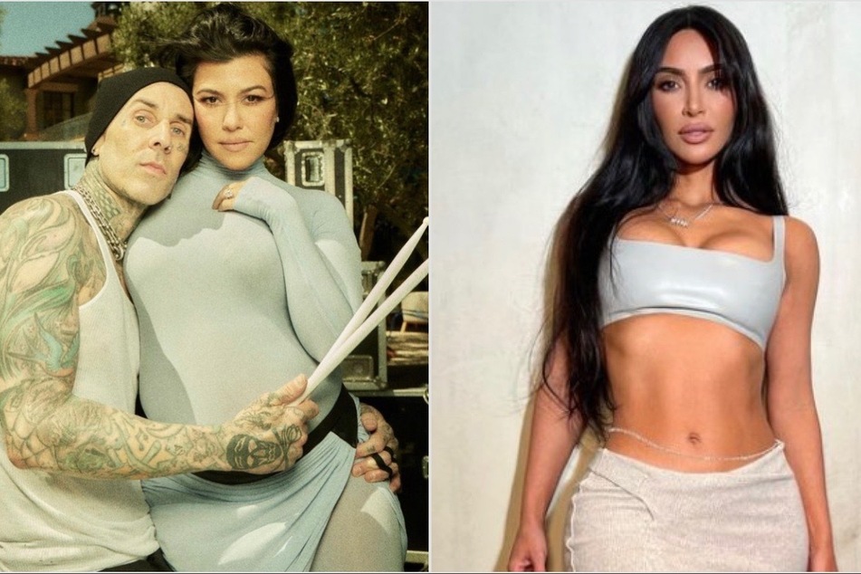 Kourtney's husband, Travis Barker (l.), slammed the rumors that he's the cause of Kim and Kourt's feud.