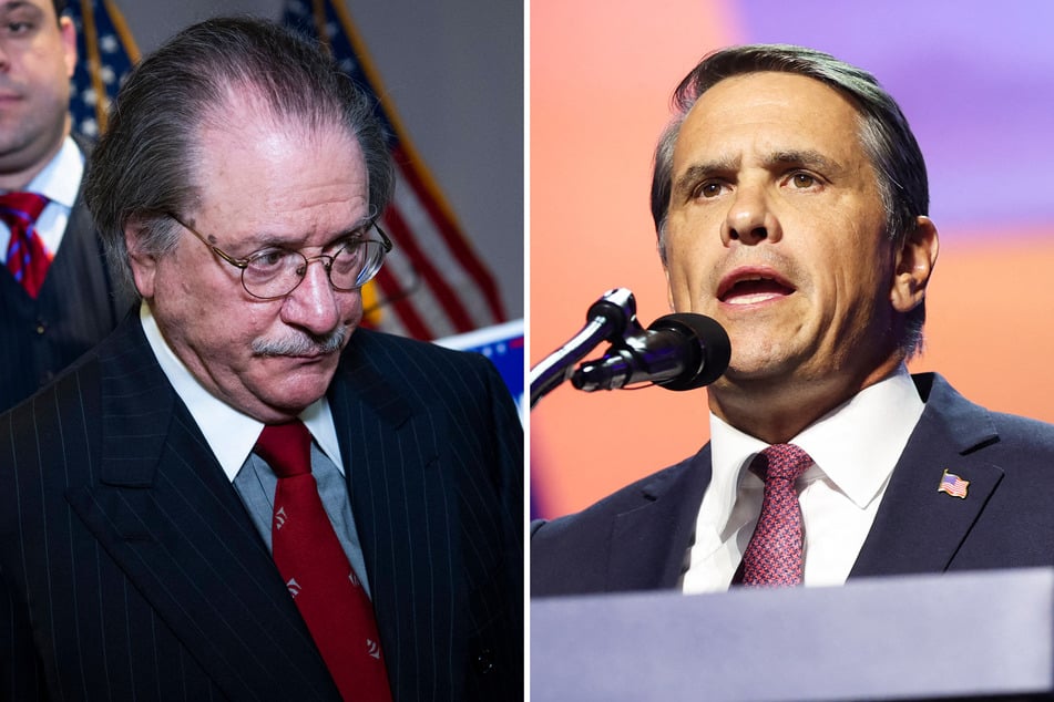 Joe diGenova (l) has stepped down from his role overseeing a massive conspiracy investigation into President Donald Trump's foes amid disagreements with the DOJ, led by Attorney General Todd Blanche (r).