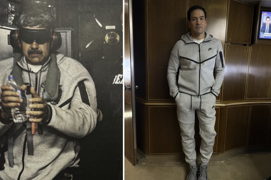 US Secretary of State Marco Rubio (r.) was pictured wearing the same Nike tracksuit as Venezuela's abducted President Nicolas Maduro.