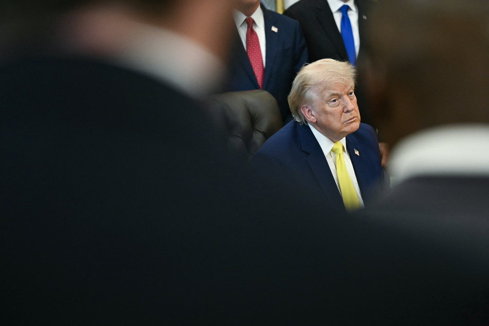 President Donald Trump listens to questions from the press in the Oval Office of the White House in Washington DC on June 4, 2026.