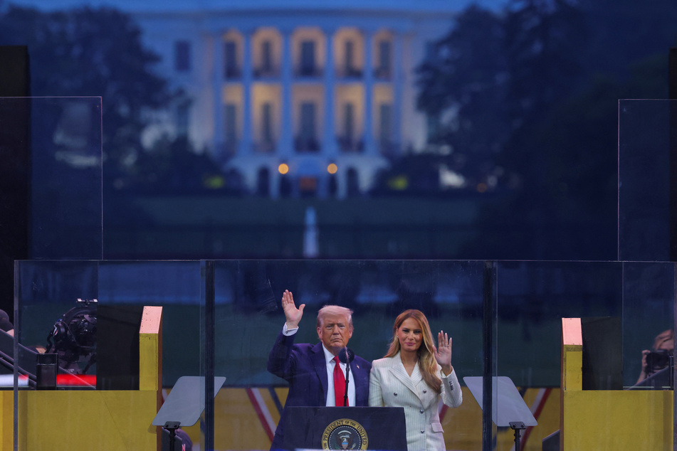 President Donald Trump presided over a military parade in Washington on his 79th birthday.