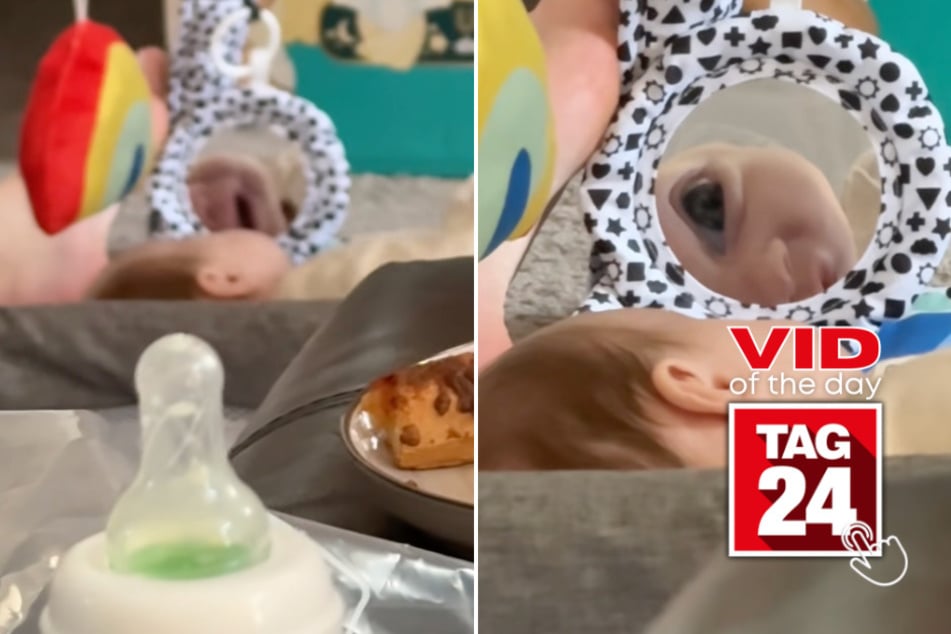 Viral Video of the Day for April 15, 2026: Baby stops mid-cry after seeing his own creepy reflection