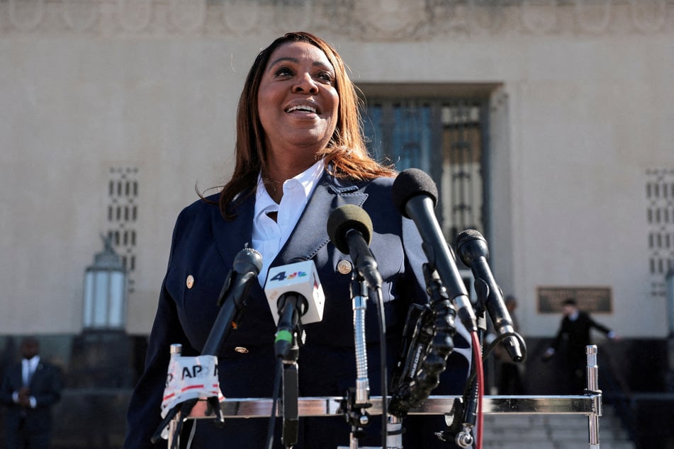 New York Attorney General Letitia James speaks to the media after she pleaded not guilty to charges that she defrauded her mortgage lender, outside the US District Court for the Eastern District of Virginia on October 24, 2025.