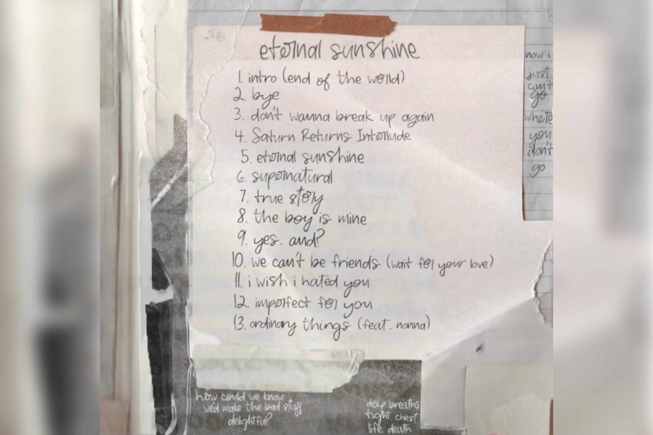 Ariana Grande revealed the full tracklist for eternal sunshine on Instagram.