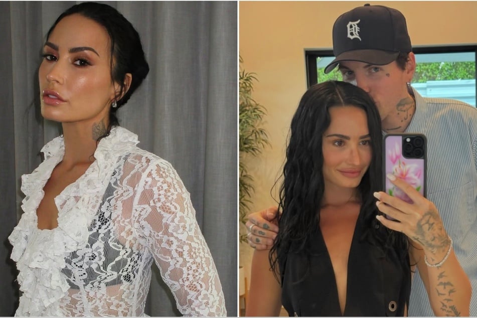 Demi Lovato gave insight into her relationship with her husband Jutes (r.), crediting him for helping her get through her sobriety.