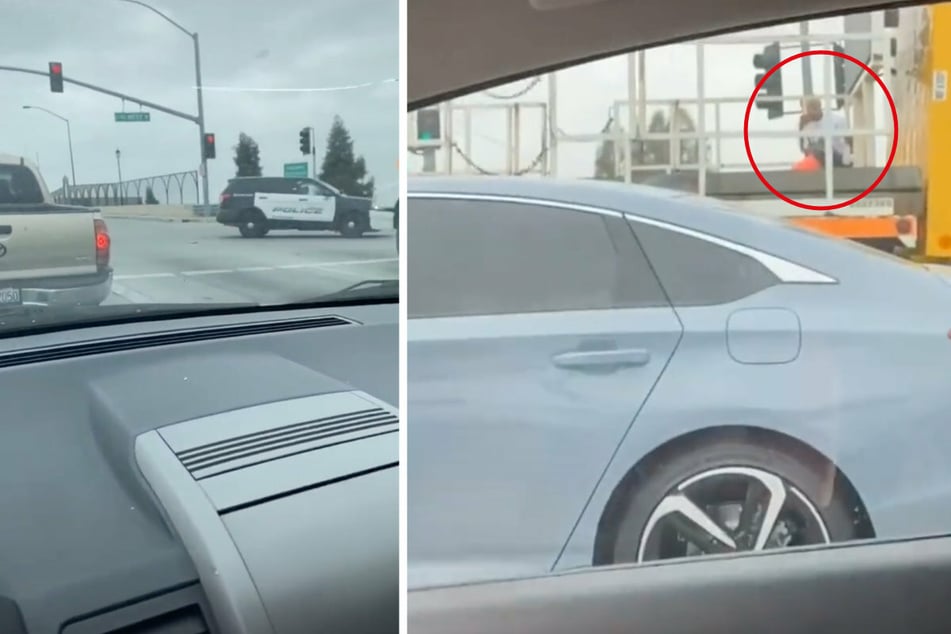 Roxana was waiting at a traffic light when suddenly officers appear. They were after a man who got a little too closer for comfort!