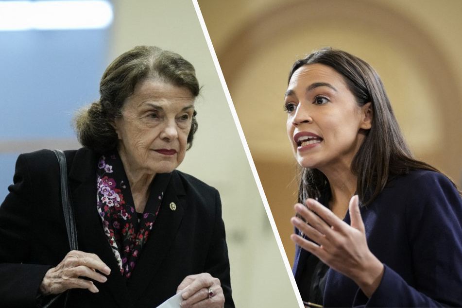 New York Representative Alexandria Ocasio-Cortez (r.) has called for the resignation of absent California Senator Dianne Feinstein.