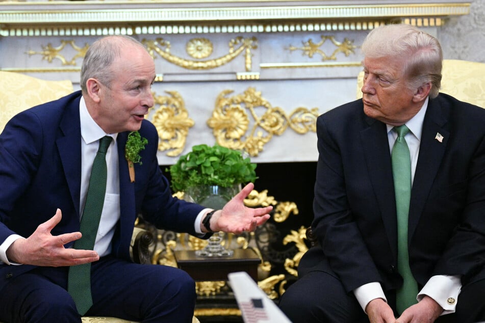 Irish Prime Minister Micheal Martin (l.) had a couple of tense exchanges with US President Donald Trump as he visited the White House on Tuesday.