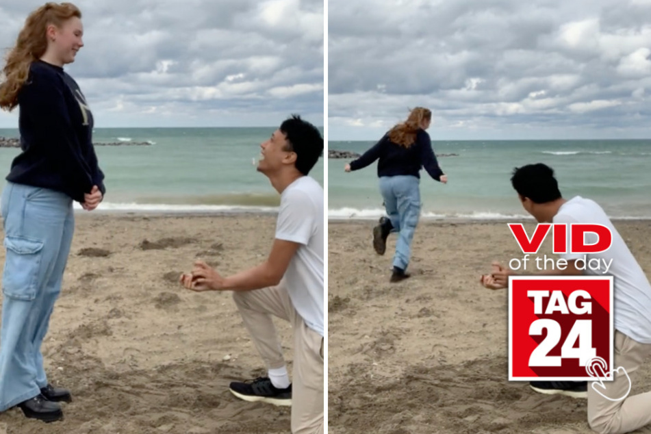 Viral Video of the Day for October 1, 2023: Girl screams and dashes away after boyfriend proposes!