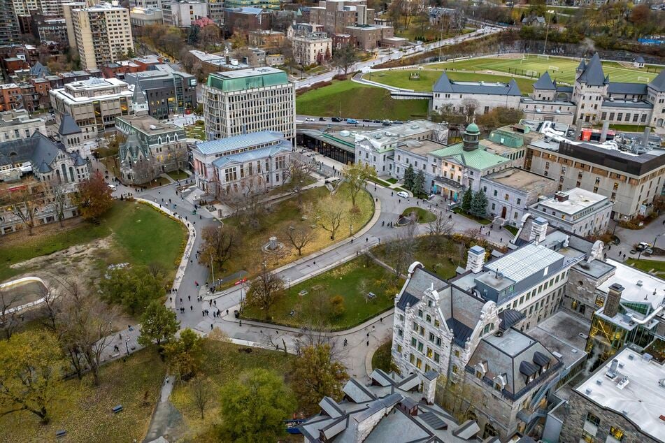 McGill University, which is actively recruiting US researchers, is pictured from above in Montreal, Canada. 