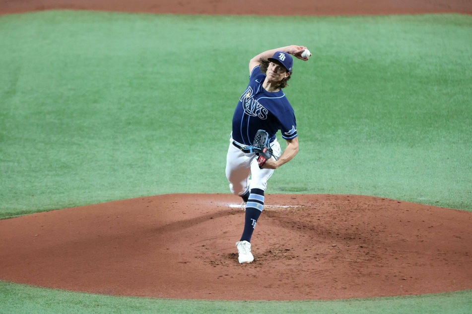 Rays starting pitcher Tyler Glasnow got his second win of the season pithcing five innings with seven strikeouts