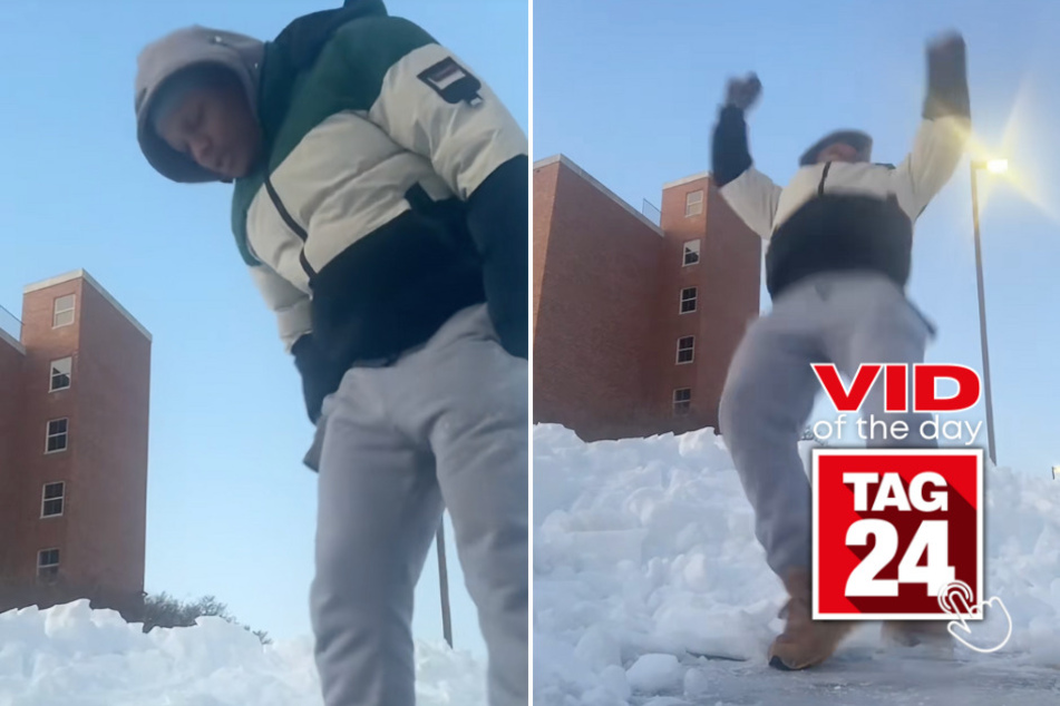 Viral Video of the Day for January 29, 2026: Guy leaps into snow thinking it's soft... it wasn't!