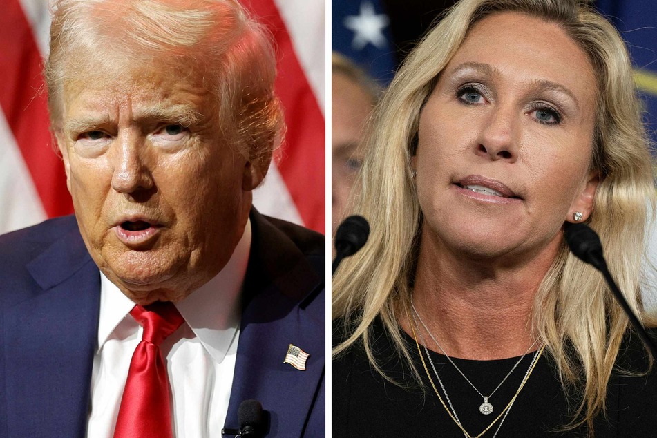 President Donald Trump (l.) said Friday he was pulling his endorsement for key ally Marjorie Taylor Greene (r.) after a string of disagreements, calling the hard-right lawmaker a "ranting lunatic."