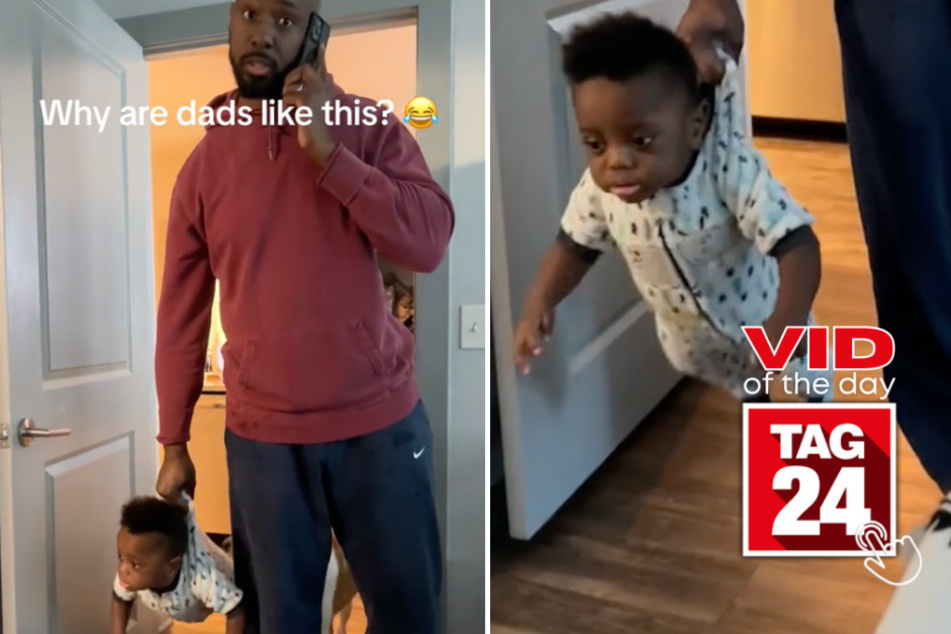 Viral Video of the Day for February 8, 2024: Toddler takes flight with super dad's hilarious antics!