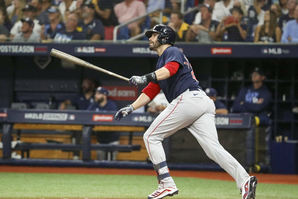 J.D. Martinez hit the first of two historic grand slams in game two of the ALCS on Saturday.