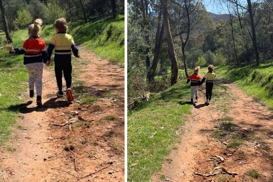 The idyll is deceptive: lurking in this snapshot of a walk with children is a deadly animal danger.