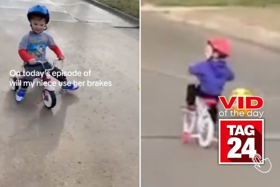 Viral Video of the Day for February 6, 2024: Ouch! Little girl slams on bike brakes a little too late