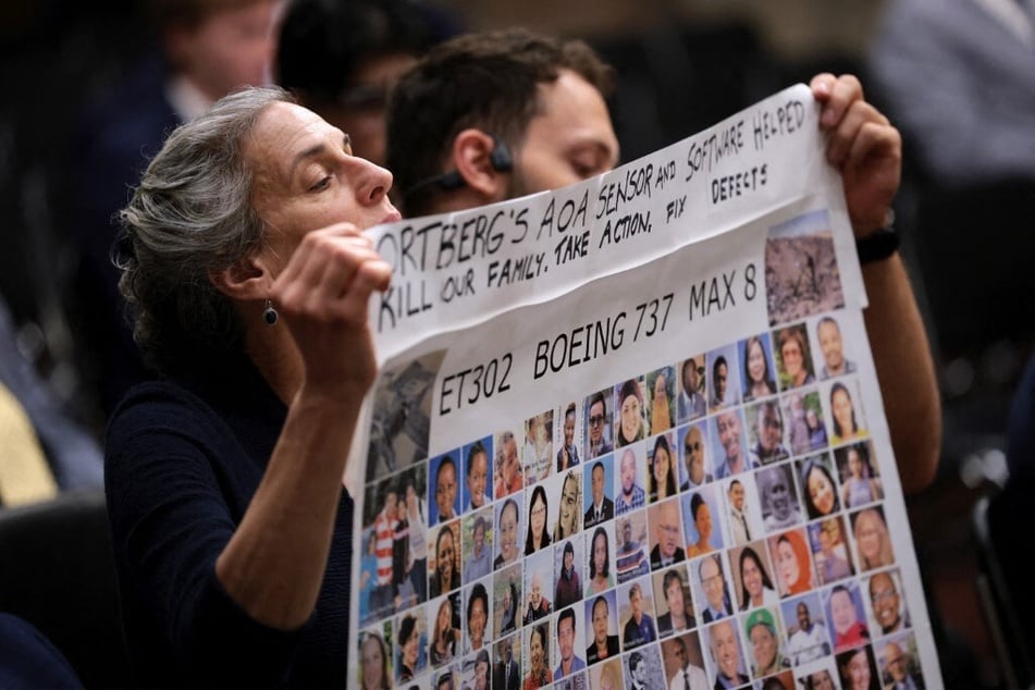 Family members of victims of the Ethiopian Airlines Boeing 737 MAX 8 during a Senate hearing on April 2, 2025 in Washington, DC.