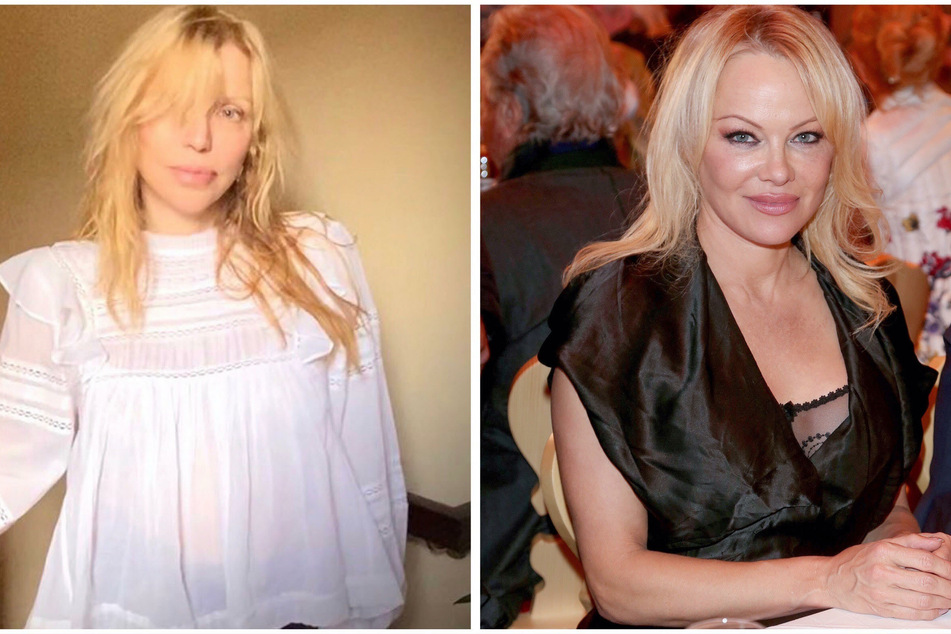 Courtney Love (l) has come to Pamela Anderson's (r) defense and slammed the upcomic biopic, Pam & Tommy.