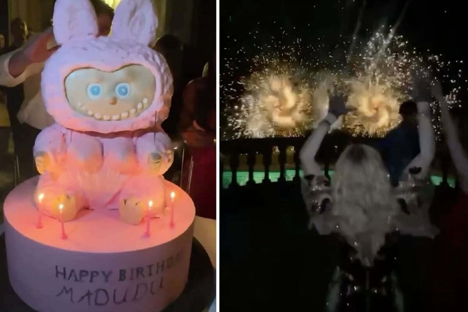 The celebrations included a Labubu-inspired cake and a massive fireworks display.