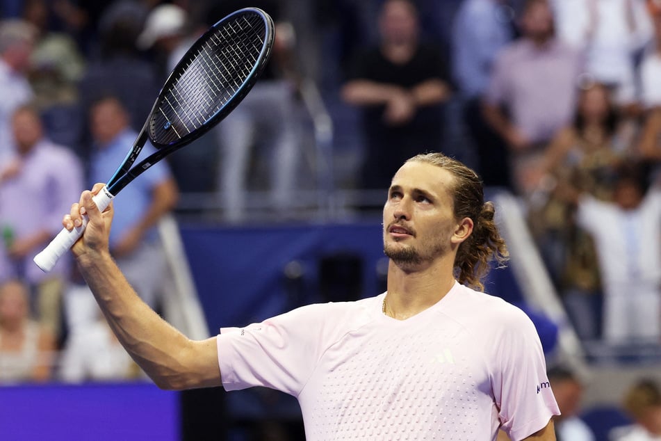 Germany's Alexander Zverev celebrates winning his quarter-final match against the Netherlands' Botic van de Zandschulp at the US Open on September 9, 2026.