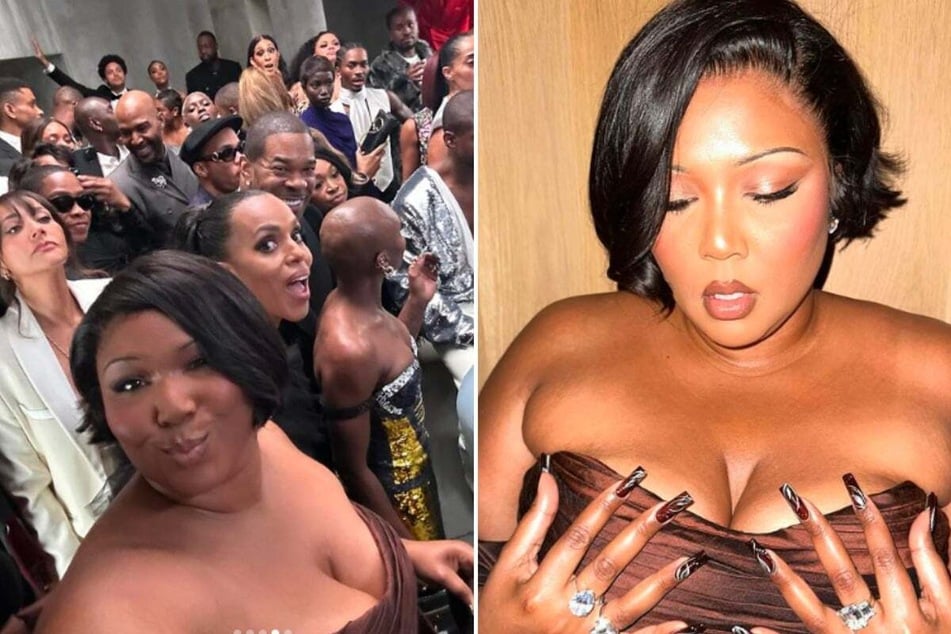 Lizzo kept her fans updated on her Vanity Fair Oscars party antics via social media.