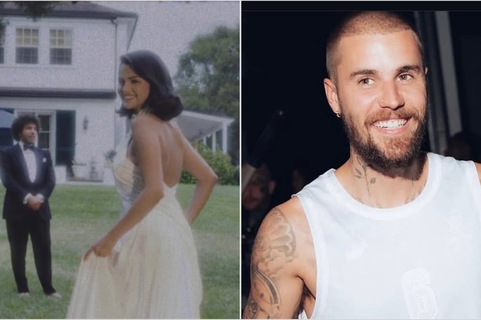 Justin Bieber's (r.) post that featured a song about marriage led fans into believing that it was a subtle dig at Selena Gomez (c.)