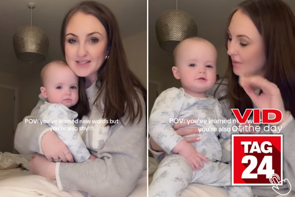Today's Viral Video of the Day features an adorable toddler who got super shy when he was practicing new words with his mama!