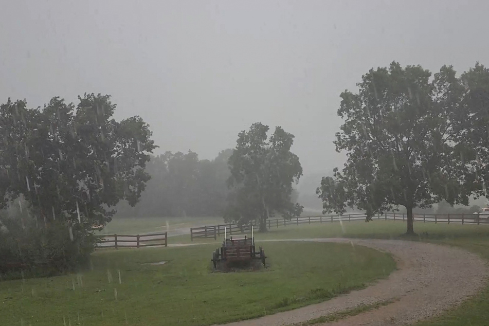 The town of Bishop in Georgia was among many in the state affected by high winds, hail and heavy rain.