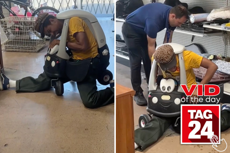 This man wanted to relive his childhood memories... but ended up needing a rescue team to escape a tiny toy car!