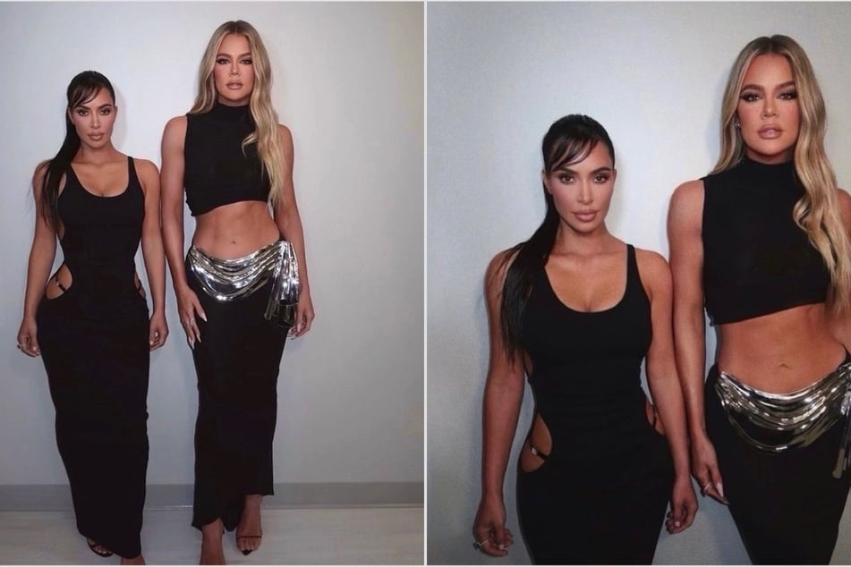 Kim and Khloé Kardashian twin in sultry black dresses, but where's Kourtney?