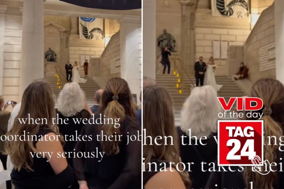 Viral Video of the Day for November 5, 2025: Wedding coordinator steals the show with hilarious stairway slide