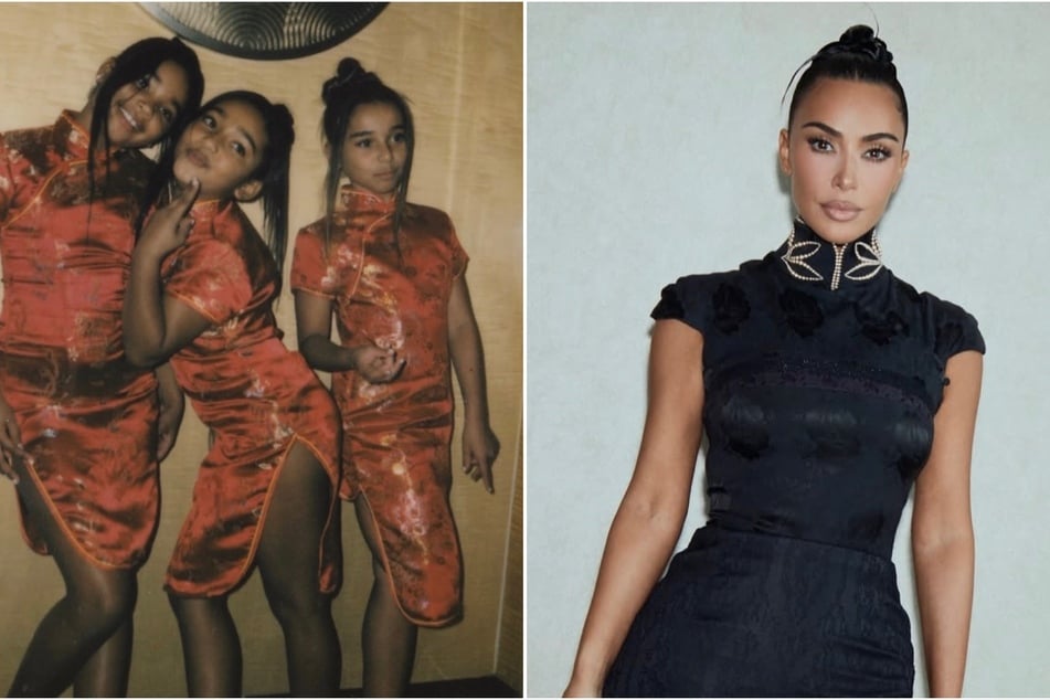 Kim Kardashian's (r.) footage from her China takeover got mixed responses from fans who debated over her daughter and nieces' matching dresses.
